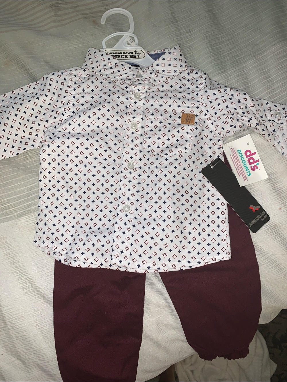 American Hawk White Printed Button-Down Shirt for Kids